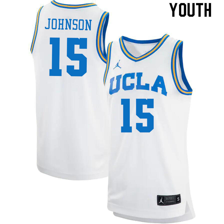 Jordan Brand Youth #15 Myles Johnson UCLA Bruins College Jerseys Sale-White - Click Image to Close